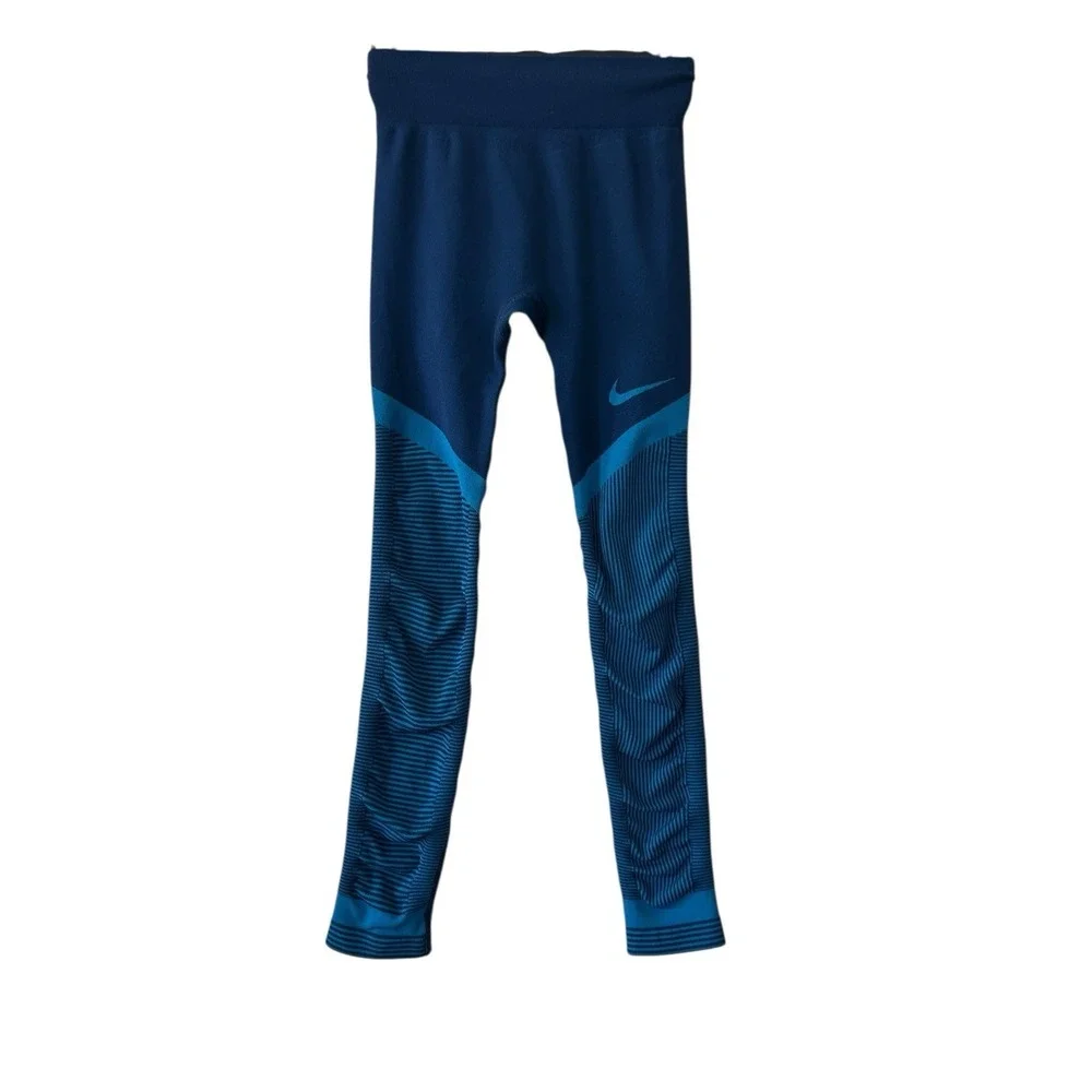 Nike Girls Running Athletic Leggings‎ in Blue Size Large Biking Soccer Sports L